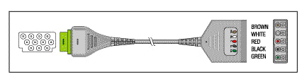 Patient Cable - 5 Lead Dual KEC003